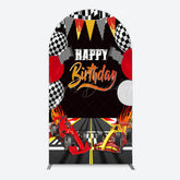 Lofaris Race Game Balloon Flags Fast Birthday Arch Backdrop